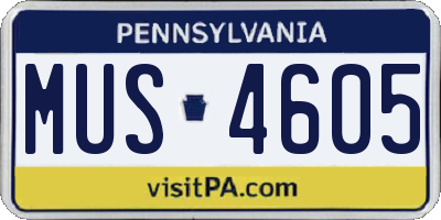 PA license plate MUS4605