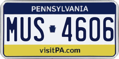 PA license plate MUS4606