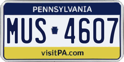 PA license plate MUS4607