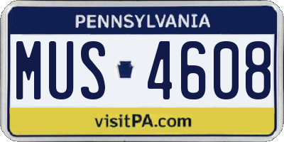 PA license plate MUS4608