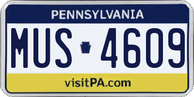 PA license plate MUS4609