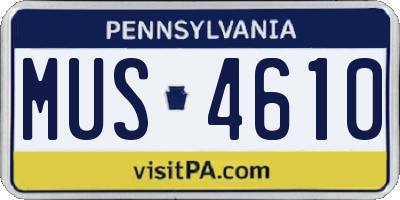 PA license plate MUS4610