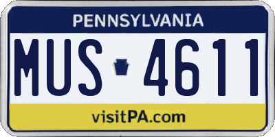 PA license plate MUS4611