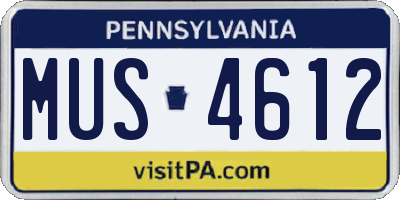 PA license plate MUS4612