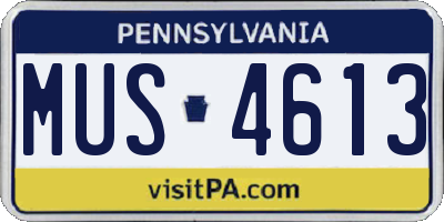 PA license plate MUS4613