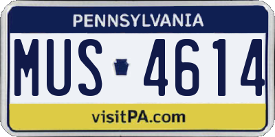 PA license plate MUS4614