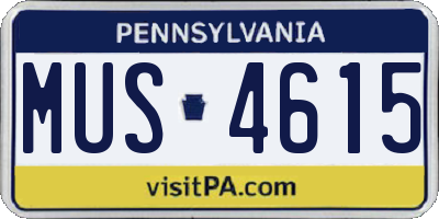 PA license plate MUS4615