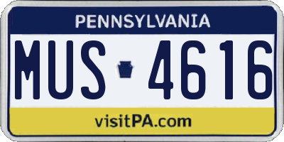 PA license plate MUS4616