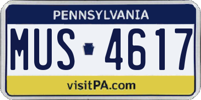 PA license plate MUS4617
