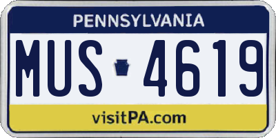 PA license plate MUS4619