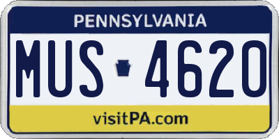 PA license plate MUS4620