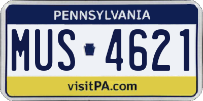PA license plate MUS4621