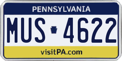 PA license plate MUS4622