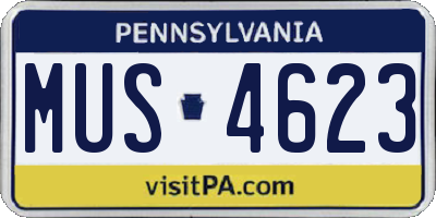 PA license plate MUS4623