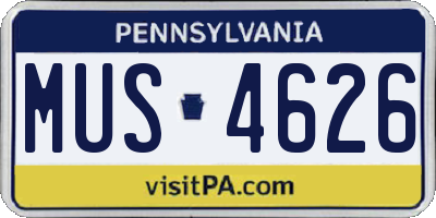 PA license plate MUS4626