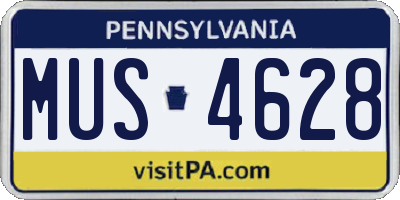 PA license plate MUS4628