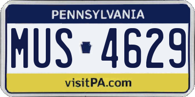 PA license plate MUS4629