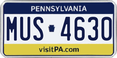 PA license plate MUS4630