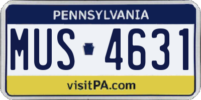 PA license plate MUS4631