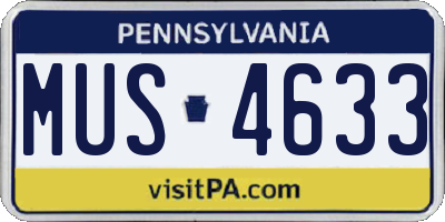 PA license plate MUS4633