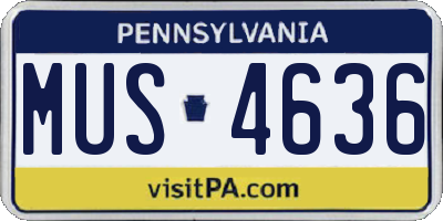 PA license plate MUS4636