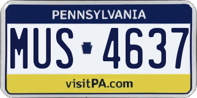 PA license plate MUS4637