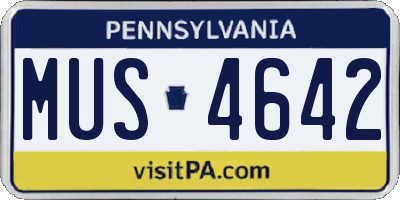 PA license plate MUS4642