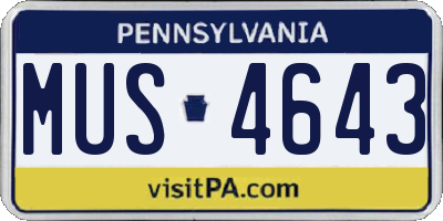 PA license plate MUS4643