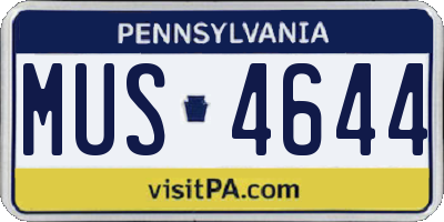 PA license plate MUS4644