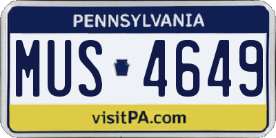 PA license plate MUS4649