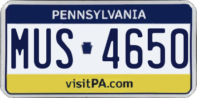 PA license plate MUS4650