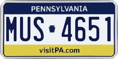 PA license plate MUS4651