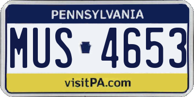 PA license plate MUS4653