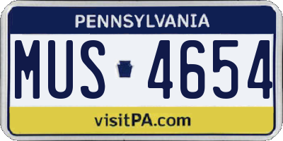 PA license plate MUS4654