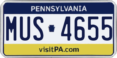 PA license plate MUS4655
