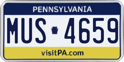 PA license plate MUS4659