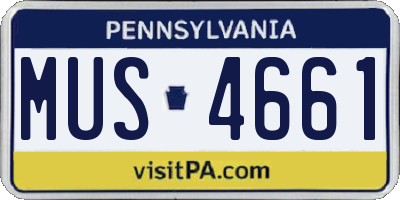 PA license plate MUS4661