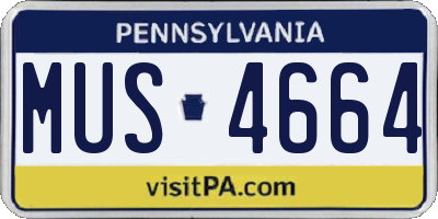 PA license plate MUS4664