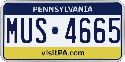 PA license plate MUS4665