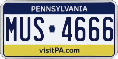 PA license plate MUS4666