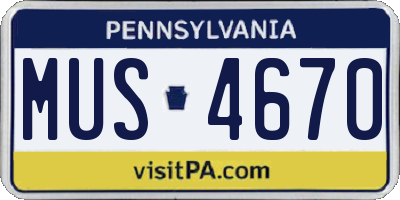 PA license plate MUS4670