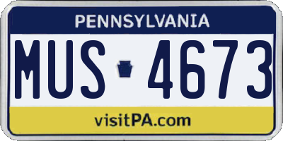 PA license plate MUS4673