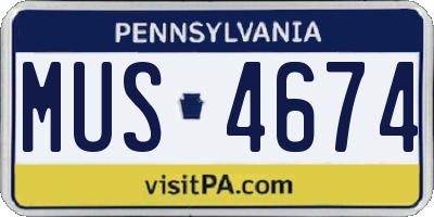 PA license plate MUS4674