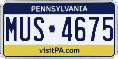 PA license plate MUS4675