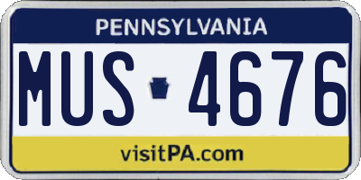 PA license plate MUS4676