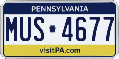 PA license plate MUS4677