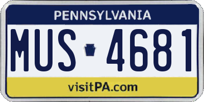 PA license plate MUS4681
