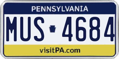 PA license plate MUS4684