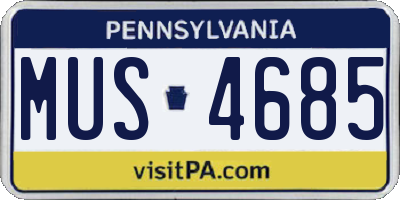 PA license plate MUS4685
