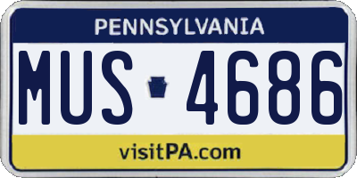 PA license plate MUS4686